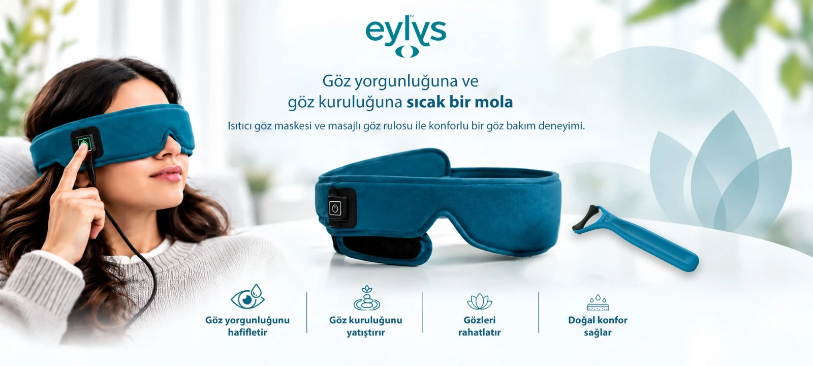 eylys ısıtıcı göz maskesi ve masajlı göz rulosu: göz yorgunluğuna ve göz kuruluğuna sıcak bir mola